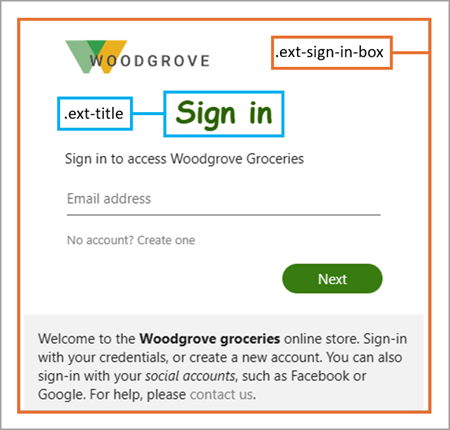 Screenshot of the sign-in box, with the portion of the box that is styled with the .ext-sign-in-box selector.