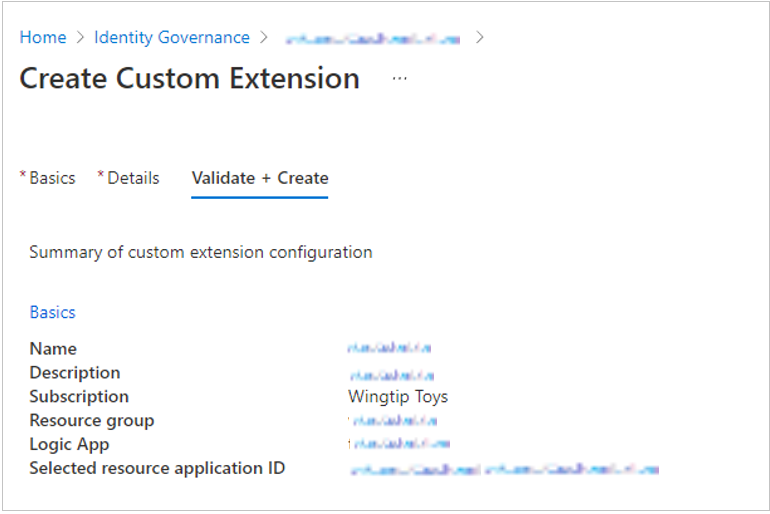 Example of custom extension summary