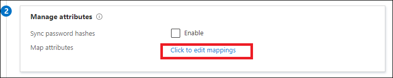 Screenshot that shows editing the attribute mappings.