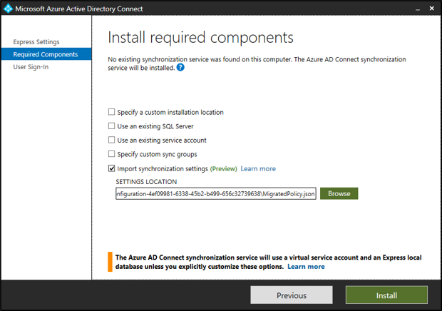 campingvogn veltalende Bryggeri How to import and export Azure AD Connect configuration settings -  Microsoft Entra | Microsoft Learn