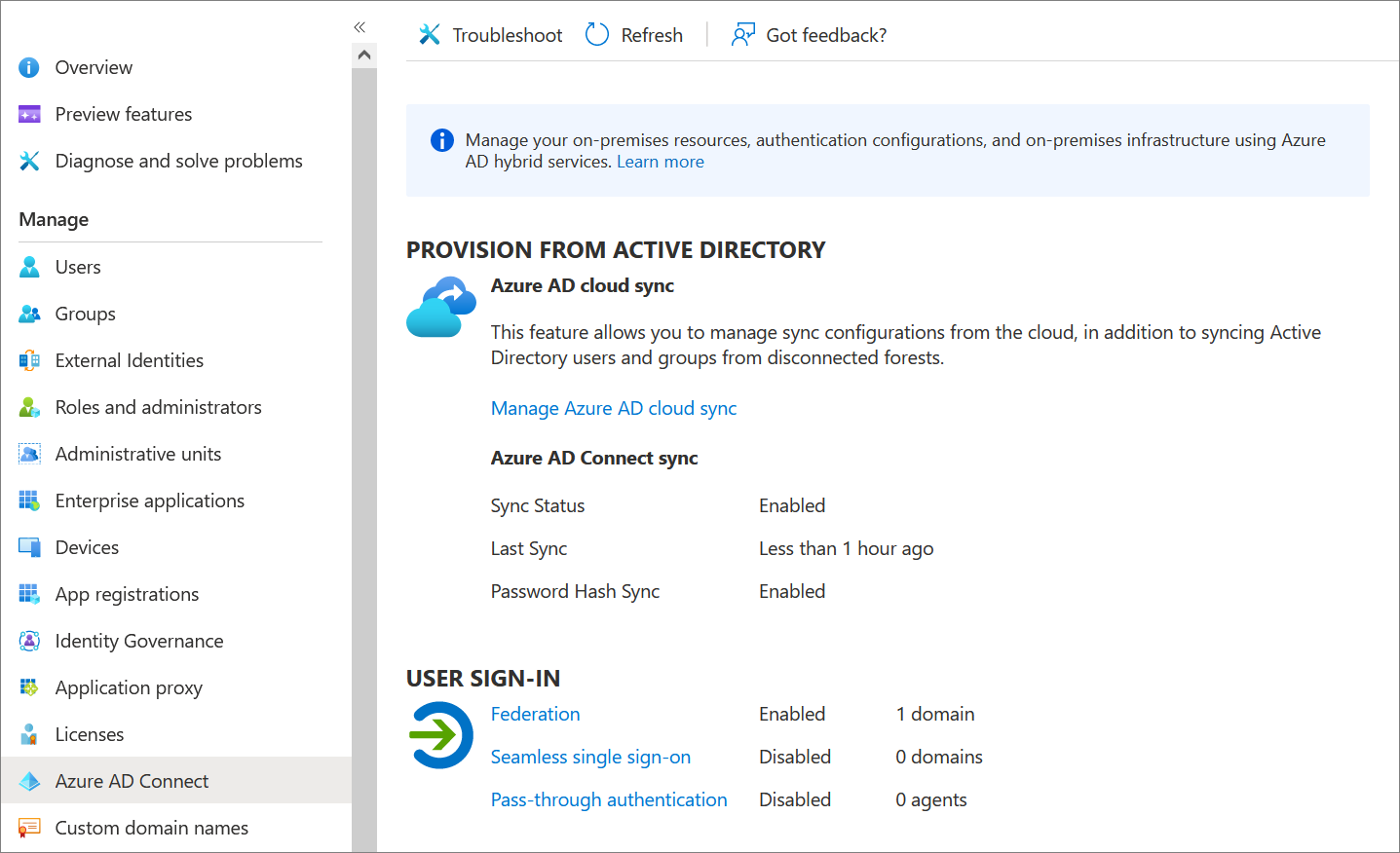  Verify current user settings on the Azure portal