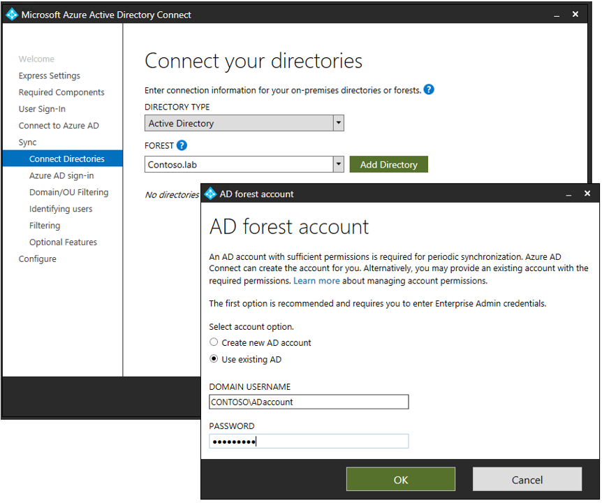 Azure AD Connect Configure AD DS Connector Account Permissions Microsoft Entra Microsoft Learn