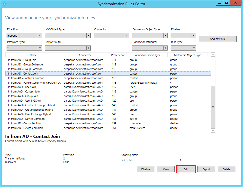 Synchronization Rule Editor