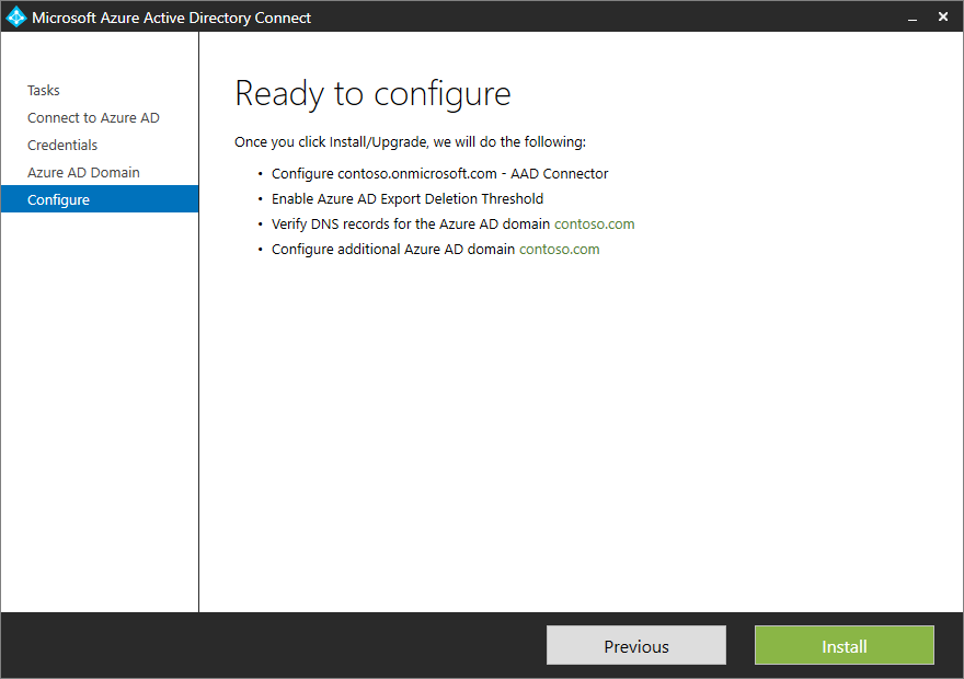 Screenshot of the "Additional tasks" pane that shows how to add an additional Azure AD domain.