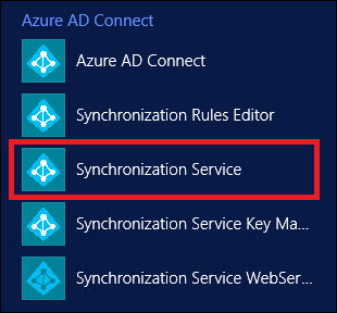 Azure AD Connect, with Synchronization Service highlighted