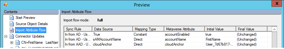 Connector Space Attributes