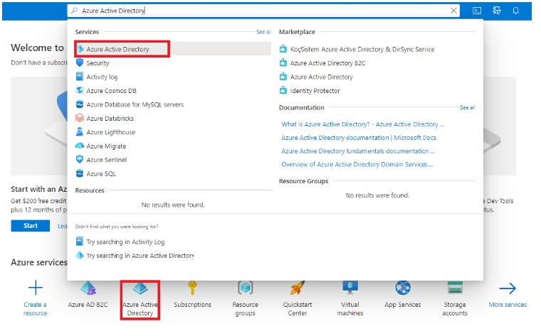 Screenshot of Azure Active Directory inside the Azure portal.