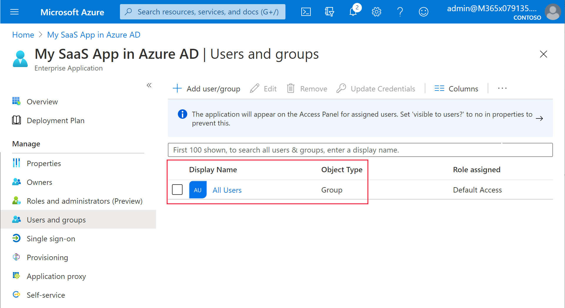 My SaaS Apps in Azure AD 