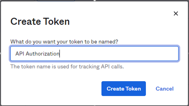Screenshot of the Name entry under Create Token.
