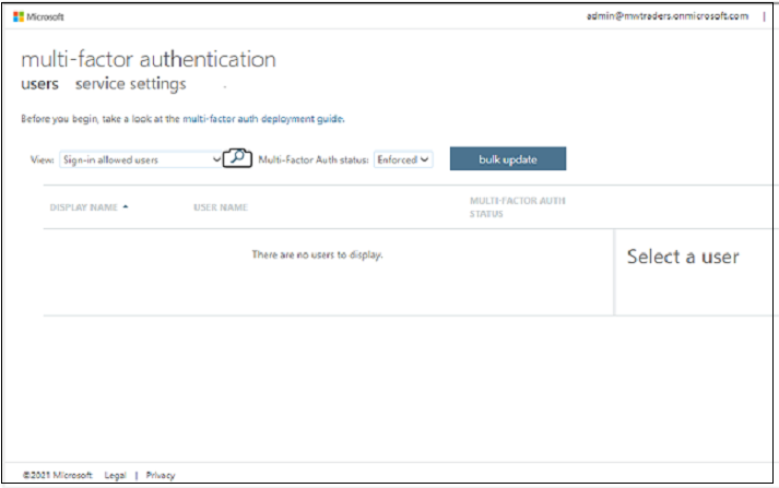 Screenshot that shows disabling a user in the legacy Azure AD Multi-Factor Authentication portal.