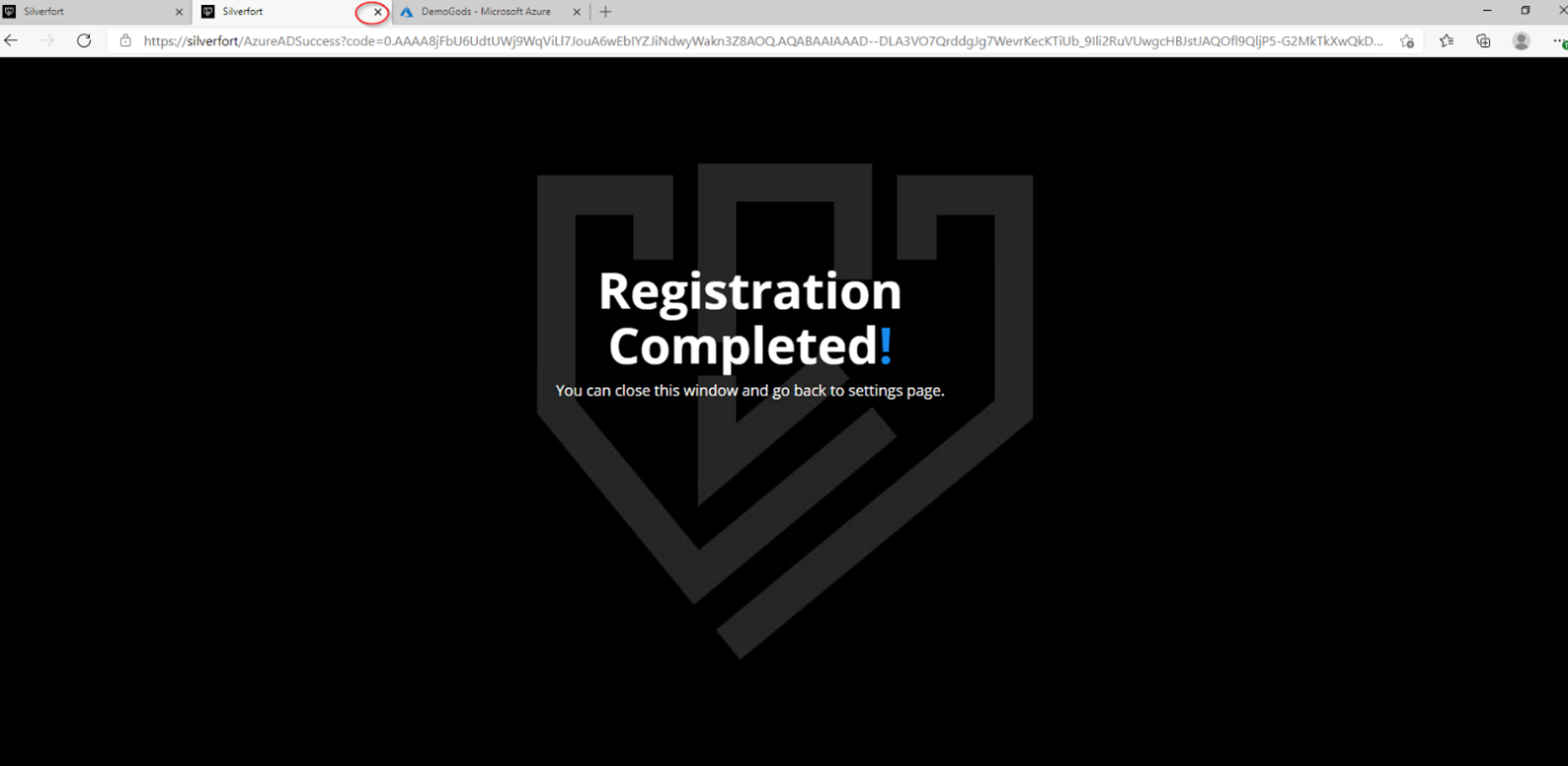 image shows registration completed