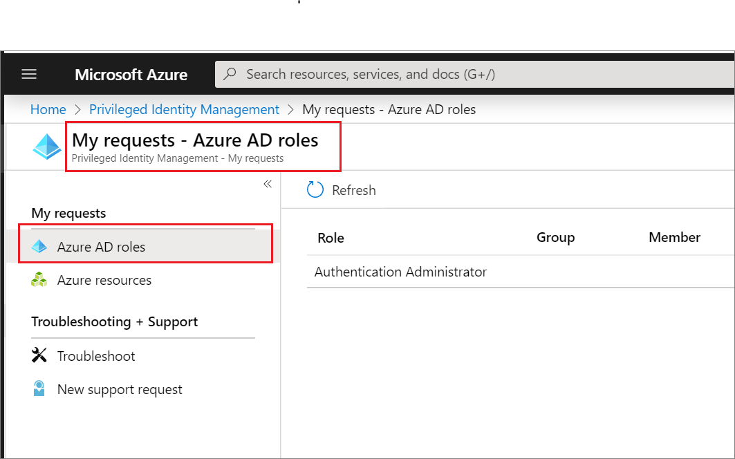 My requests - Microsoft Entra ID page showing your pending requests