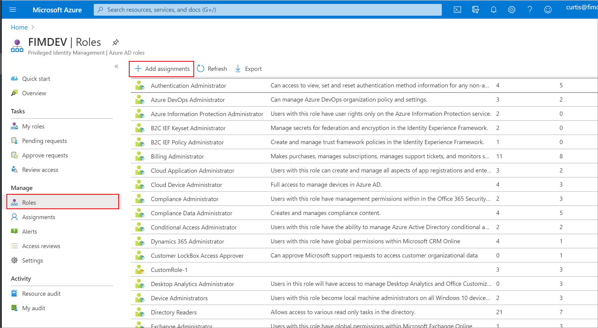 remove management role assignment from user