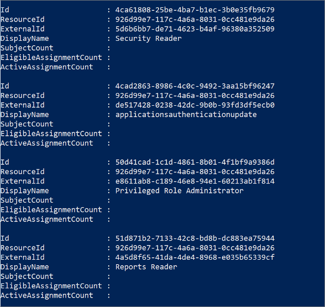 get pim role assignment status for azure ad using powershell