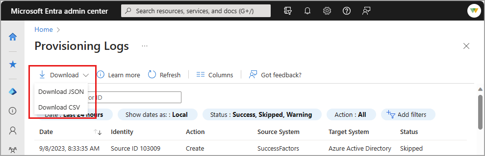 How To Analyze The Microsoft Entra Provisioning Logs Microsoft Entra Microsoft Learn 7332