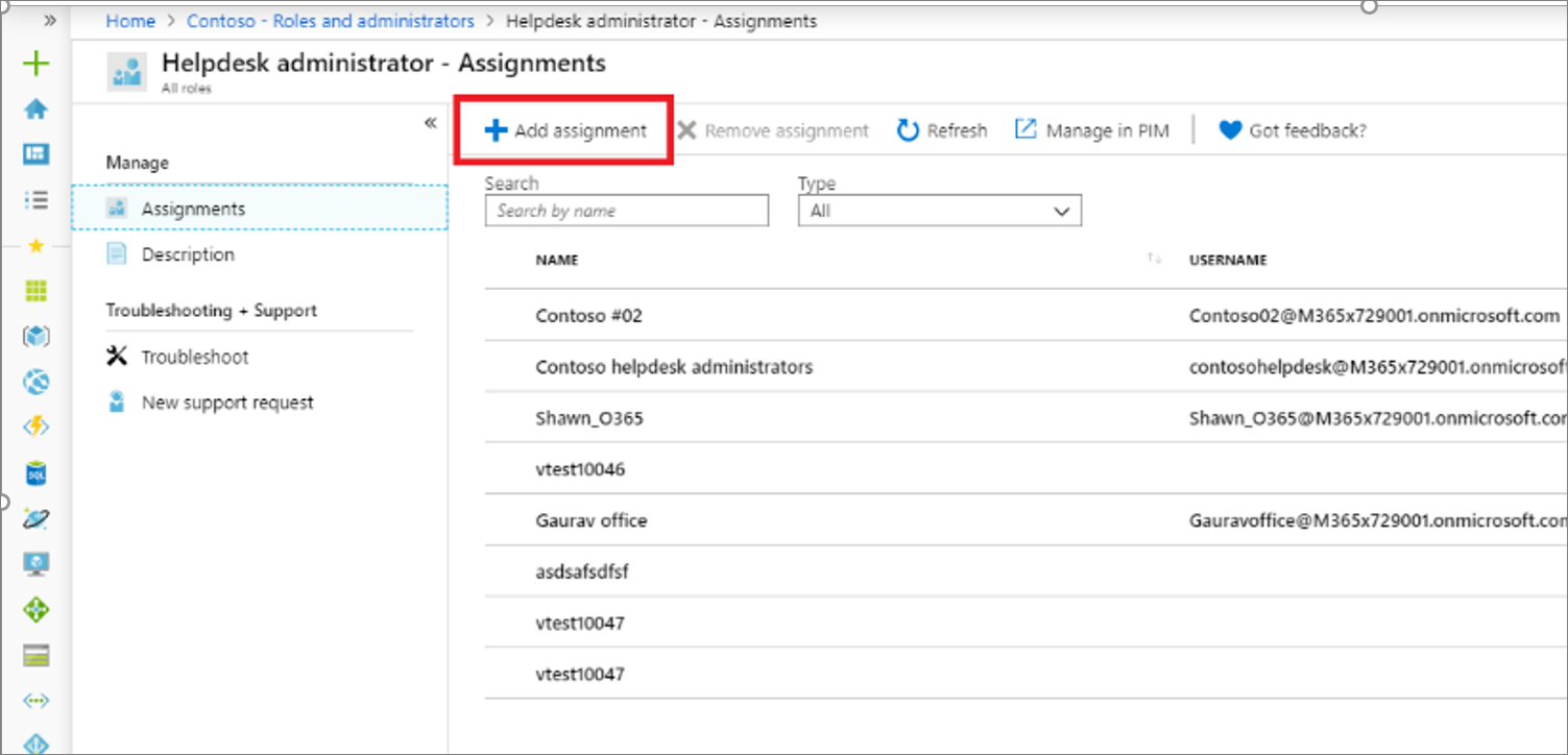 get azure ad role assignment