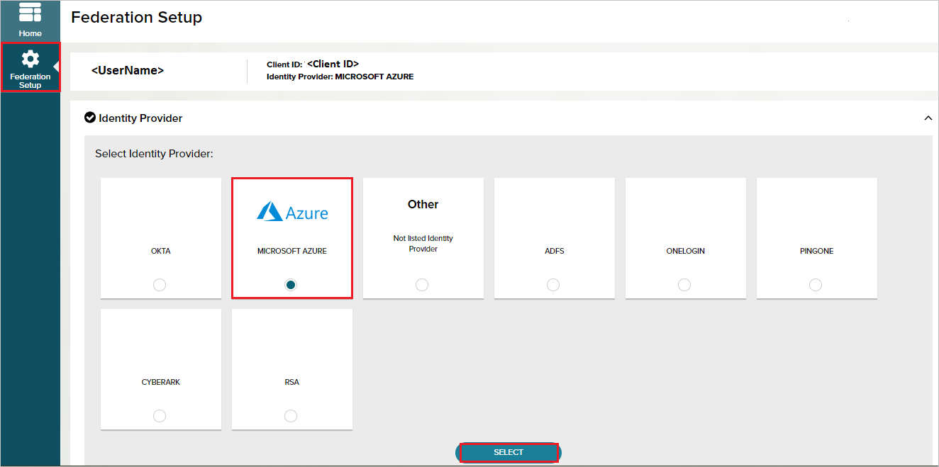 Screenshot for identity provider.