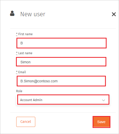 Screenshot shows a New User section where you enter user information.