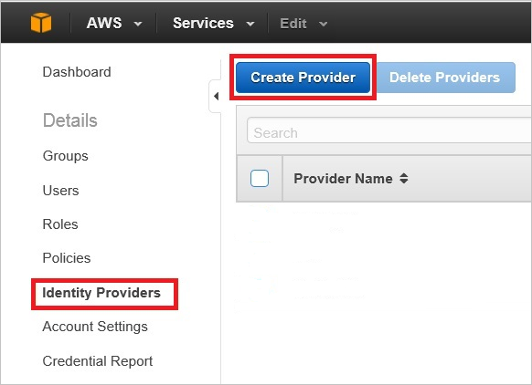 Screenshot of the "Create Provider" button.