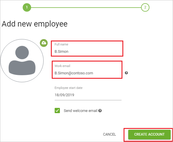 Screenshot shows Add new employee where you perform these steps.