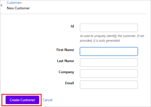 Screenshot shows the New Customer page where you can enter customer information.