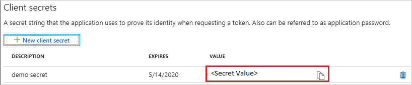 Copy the secret value because you can't retrieve this later