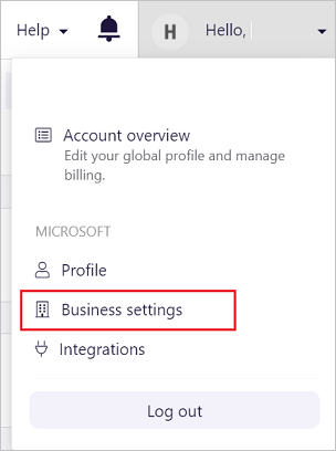 Screenshot for Business settings