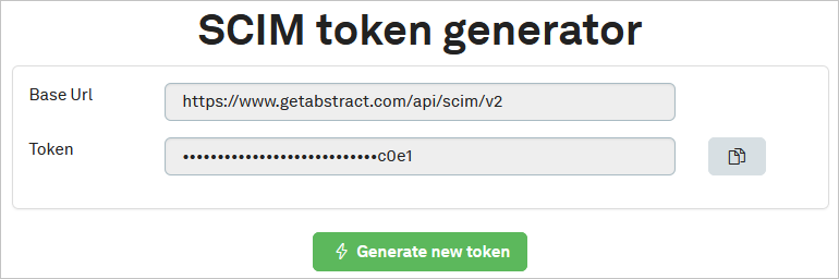 Screenshot that shows the getAbstract SCIM Token 1.