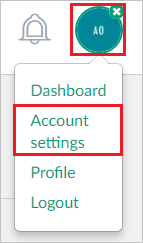 Screenshot shows the Account settings.