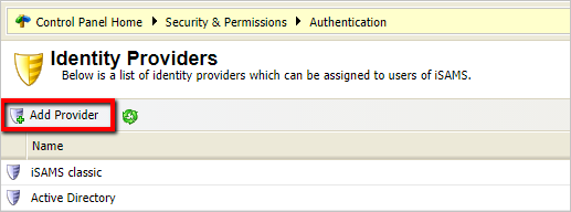 Screenshot shows Identity Providers with Add Providers selected.