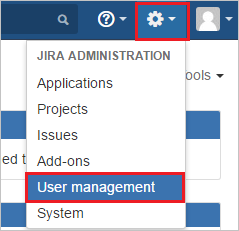 Screenshot shows User management selected from the Settings menu.