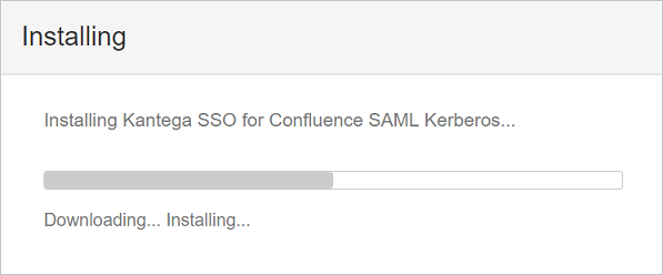 Screenshot that shows the plugin "Installing" screen.