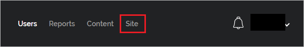 Screenshot shows the Site tab.