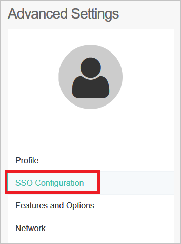 Screenshot shows Advanced Settings where you can select S S O Configuration.
