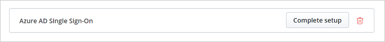 Screenshot shows the Complete Setup option for Microsoft Entra Single Sign-On.
