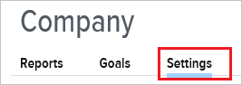 Screenshot shows the Company Settings tab selected.