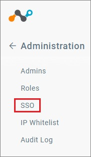 Screenshot shows S S O selected in Administration.