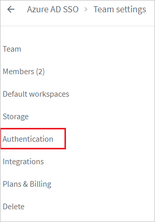 Screenshot that shows "Authentication" selected.