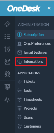 Screenshot that shows the "Integrations" tab selected.