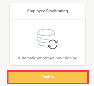 Screenshot of the Employee Provisioning section with the Enable option called out.