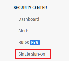 Screenshot that shows "Single sign-on" selected in the "Defender for Cloud".