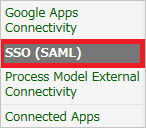 Screenshot shows S S O (SAML) selected.