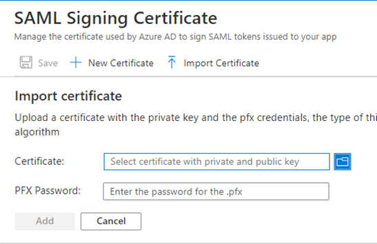 Screenshot of the Import Certificate pane.