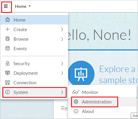 Select Menu, then System, and then Administration