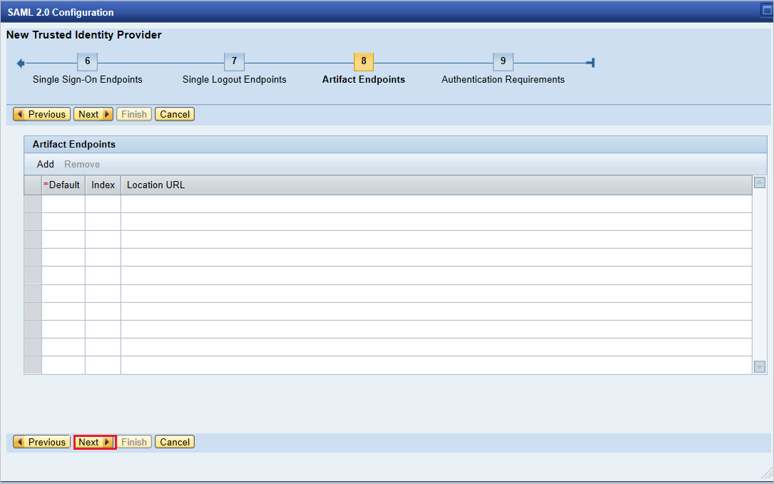 Artifact Endpoints options in SAP
