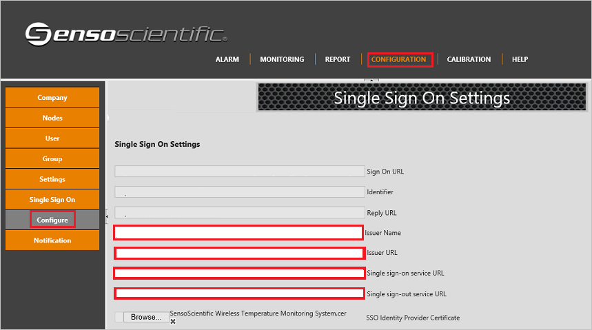 Screenshot shows to Configure Single Sign-On.