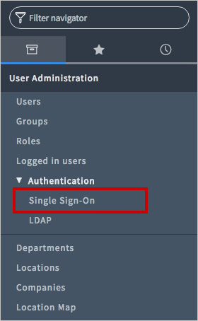 Screenshot of ServiceNow Express application, with Single Sign-On highlighted