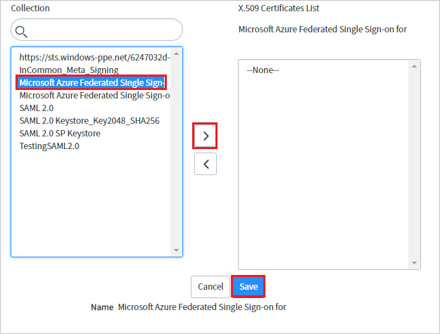 Screenshot of Collection, with certificate and right arrow icon highlighted