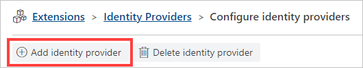Screenshot shows Add identity provider selected.