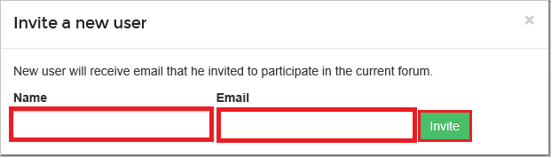 Steps Screenshot shows the Invite a new user dialog box where you can enter user information.
